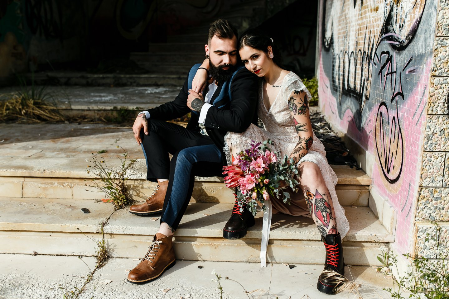 Tattooed Couple's Wedding Style Shoot Inspiration